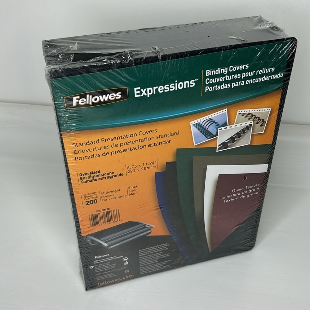 Fellowes Expressions 🖤 Binding Covers 200ct Black Oversized Midweight Textured